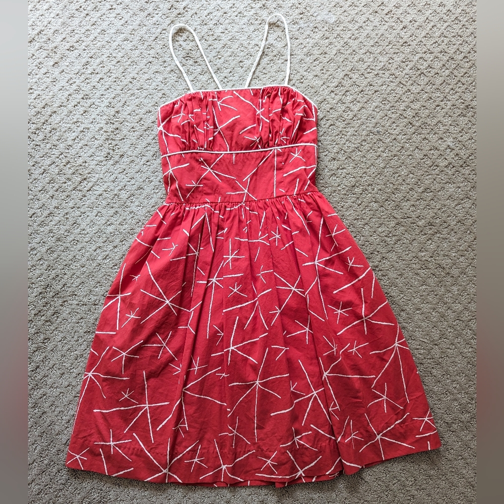 Anthropologie Red and White Retro Sundress